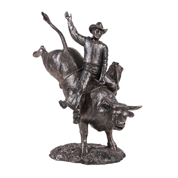 Cowboy on Bull Ride Statue Redeo Western Art Sculpture Bronze